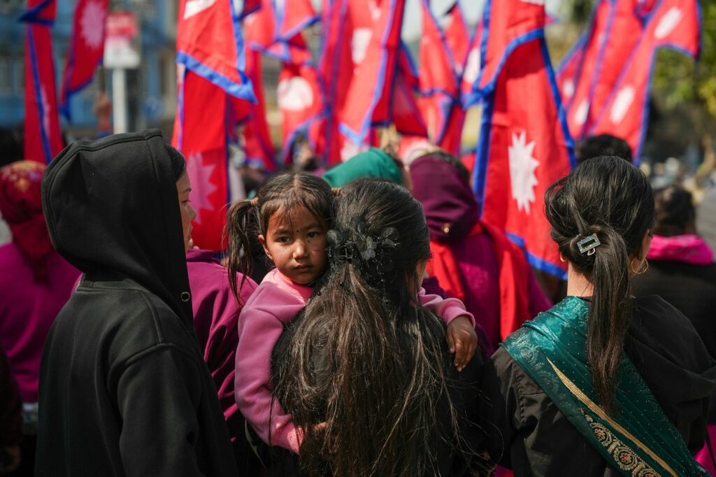 Nepali people protesting against the regime.