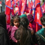 Nepali people protesting against the regime.