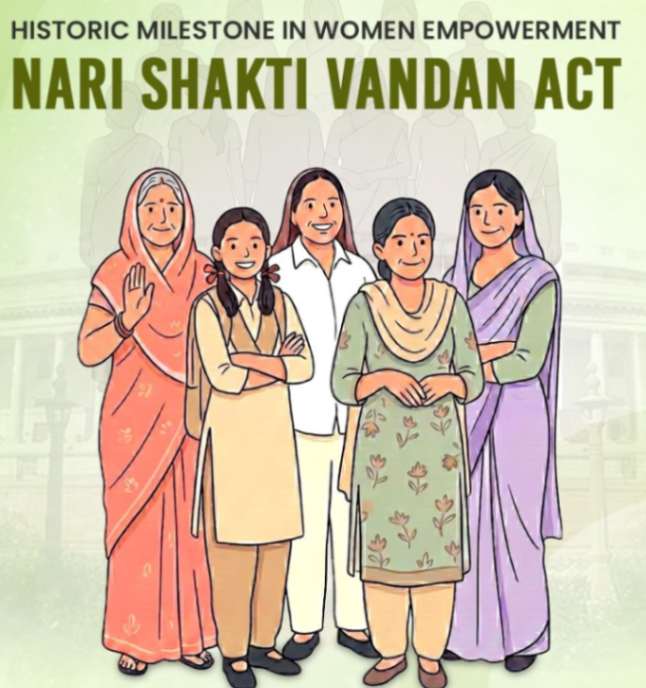 Women of different ages celebrate the passing of the women reservation bill